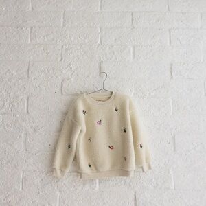 Tucker + Tate Cream Sweater with Colorful Embroidery - Girls Size 4